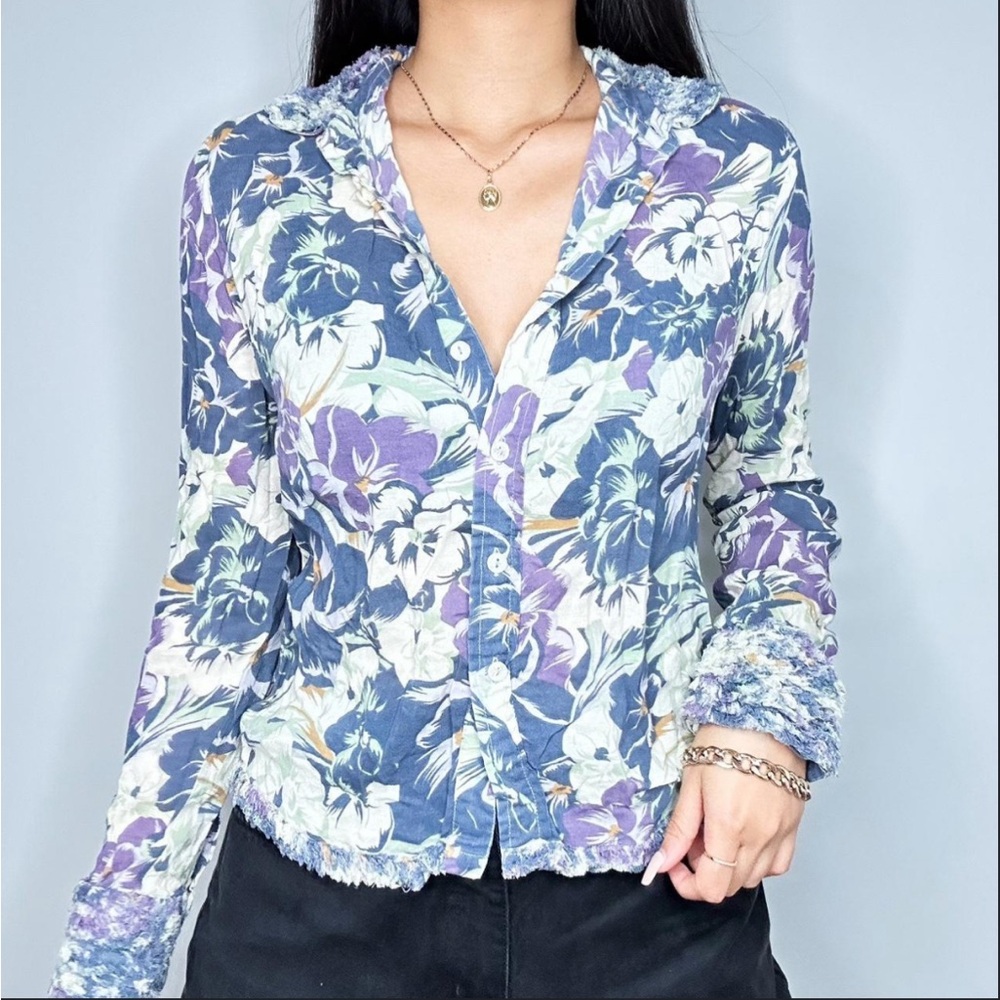 Odille Anthropologie floral button down blouse